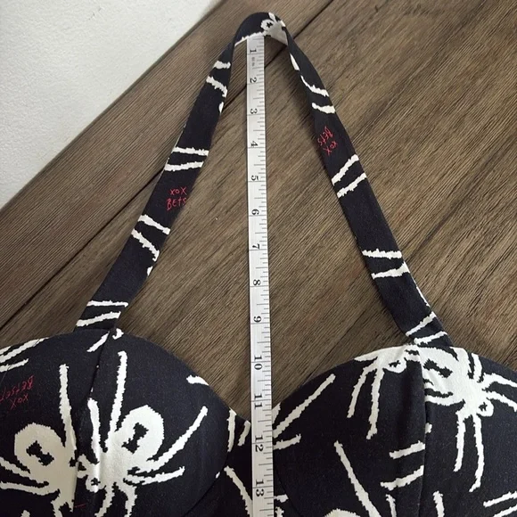 ❌SOLD❌ NWT [Betsey Johnson] Stretchy Black & White Spider Halter Dress Women’s L - Picture 8 of 11